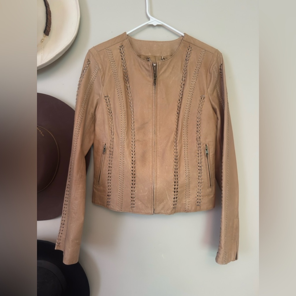BB Dakota tan leather jacket size M